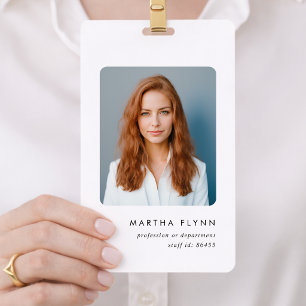 3x5 Badge ID Card   Minimal Photo Name Badges