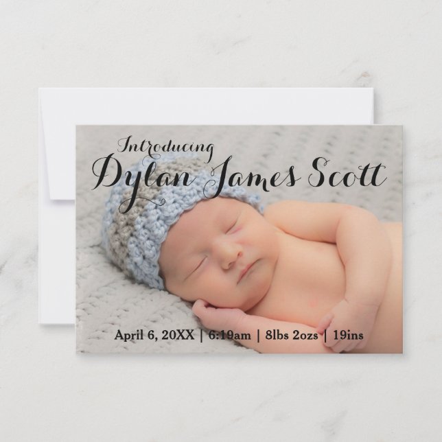 3x5 Beautiful Script Baby Invitation Boy or Girl (Front)