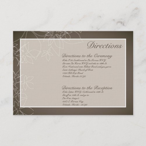 3x5 Directions Card Autumn Floral Fall Leaves Gray Personalized Invitation