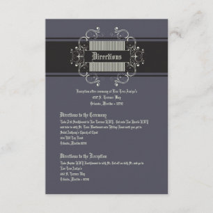 3x5 Directions Card Black Tie Affair Gray Elegant