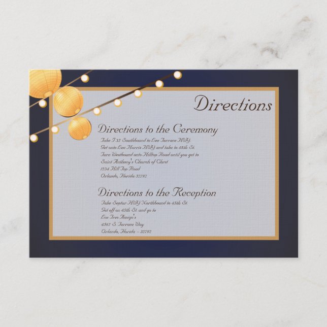3x5 Directions Card Paper Lanterns on Blue Chinees (Front)