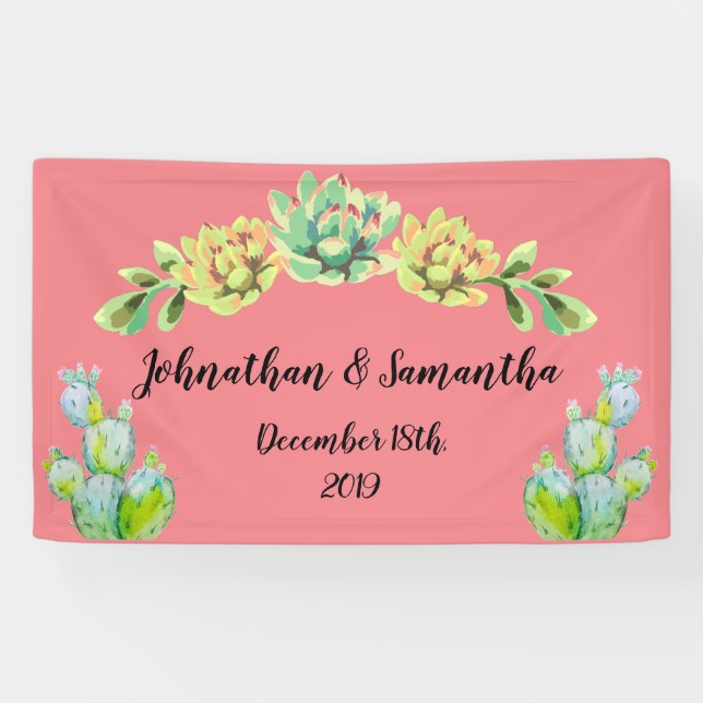 3'x5' Personalized Banner Bohemian Cactus Succulen (Horizontal)