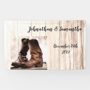 3'x5' Personalized Banner Boots Country Rustic Wes