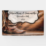 3'x5' Personalized Banner Cowboy Boots Barn Wood R