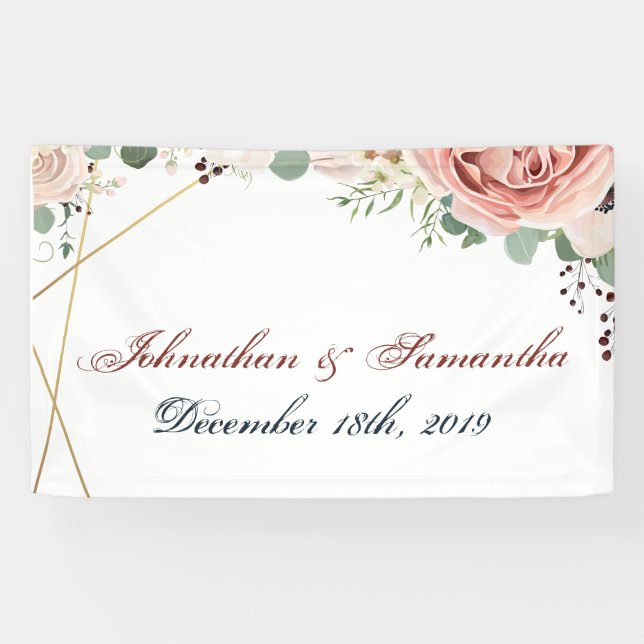 3'x5' Personalized Banner Geometric Garden Rose (Horizontal)
