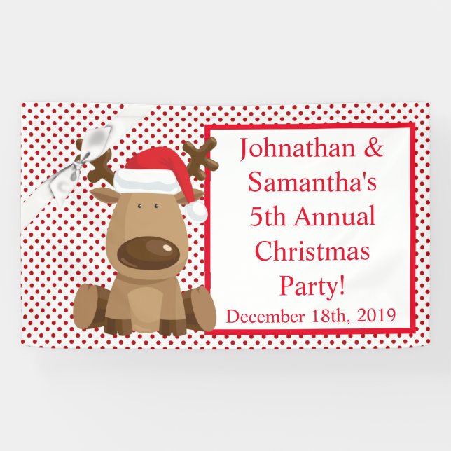 3'x5' Personalized Banner Reindeer Christmas XMAS (Horizontal)