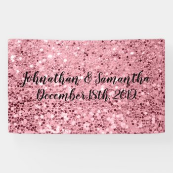 3'x5' Personalized Banner Rose Gold Glitter by AnnLeeDesigns at Zazzle