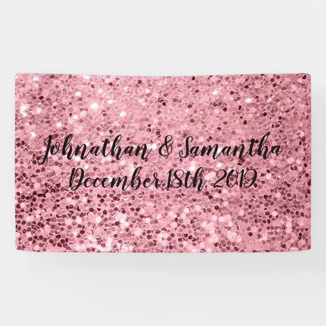 3'x5' Personalized Banner Rose Gold Glitter (Horizontal)