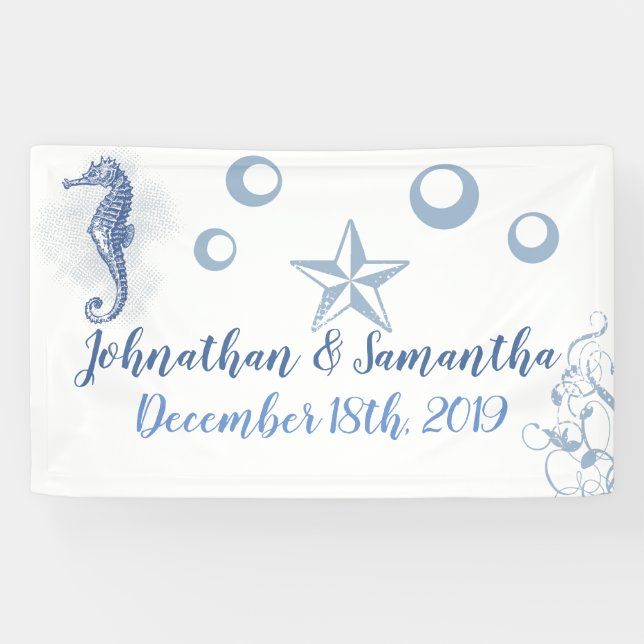3'x5' Personalized Banner Seahorse Ocean Beach (Horizontal)