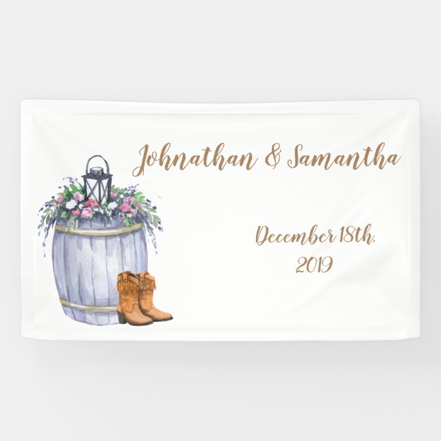 3'x5' Personalized Banner Summer Country Wedding R (Horizontal)