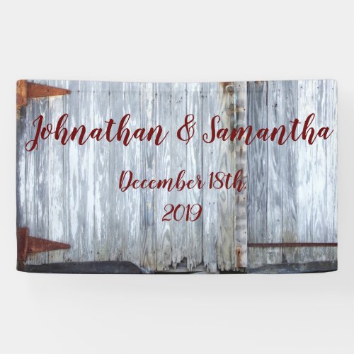 3x5 Personalized Banner White Wash Wood Barn Doo