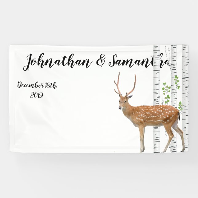 3'x5' Personalized Banner XMAS Deer Doe Woodland B (Horizontal)