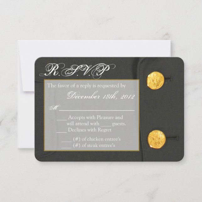 3x5 R.S.V.P. Reply Card ARMY DRESS GREENS UNIFORM (Front)