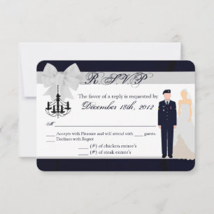 3x5 R.S.V.P. Reply Card ARMY Uniform Blues Bride