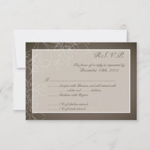 3x5 R.S.V.P. Reply Card Autumn Floral Fall Gray