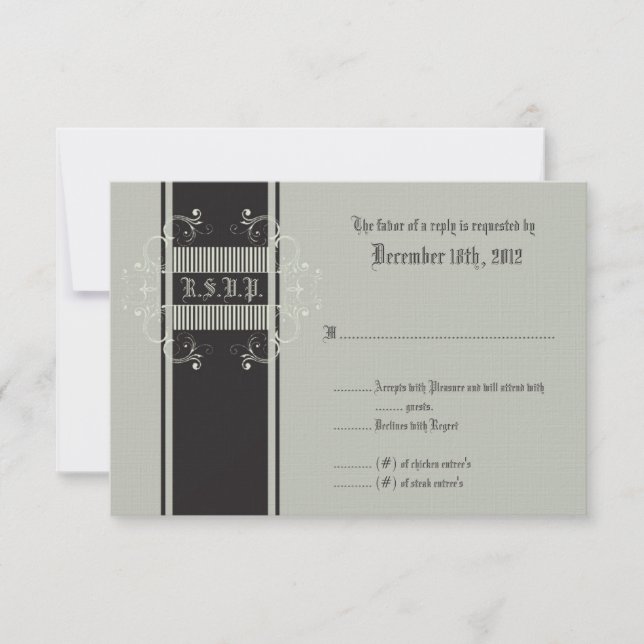 3x5 R.S.V.P. Reply Card Black Tie Affair Gray (Front)