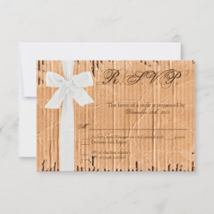 3x5 R.S.V.P. Reply Card Cardboard Flap White Ribbo