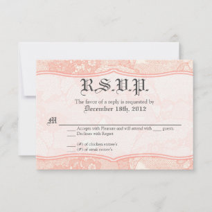 3x5 R.S.V.P. Reply Card Country Coral Lace Print
