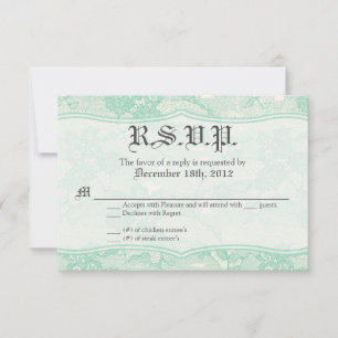 3x5 R.S.V.P. Reply Card Country Mint Lace Print
