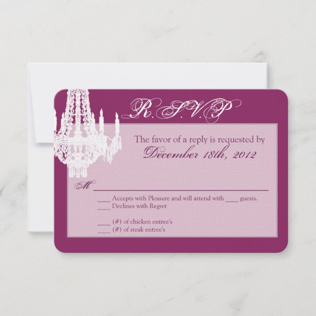 3x5 R.S.V.P. Reply Card Crystal Chandelier Glitz (Front)