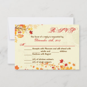 3x5 R.S.V.P. Reply Card Fall Breeze Autumn Leaves