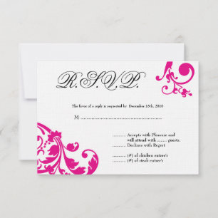 3x5 R.S.V.P. Reply Card Hot Pink Floral Foliage