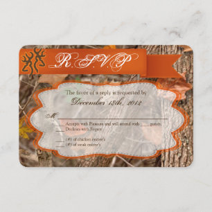 3x5 R.S.V.P. Reply Card Hunting Couple Deer Doe Bu