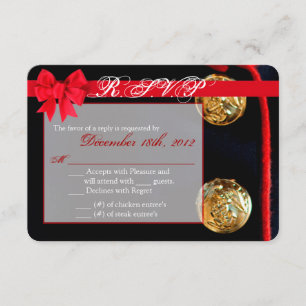 3x5 R.S.V.P. Reply Card Marine Dress Blues Uniform