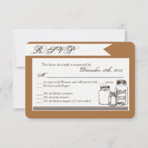 3x5 R.S.V.P. Reply Card Mason Jar Country Rustic