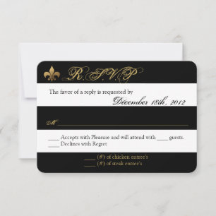 3x5 R.S.V.P. Reply Card Modern Stripe Black White