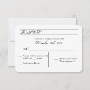 3x5 R.S.V.P. Reply Card Modern Typography Newsprin