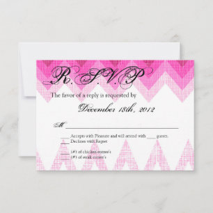 3x5 R.S.V.P. Reply Card Ombre Chevron Pink