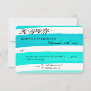 3x5 R.S.V.P. Reply Card Ombre Stripe Teal Line