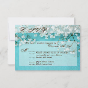 3x5 R.S.V.P. Reply Card Spring Babys Breath Flower