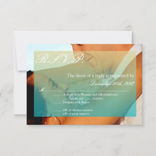3x5 R.S.V.P. Reply Card Sunset Fade Teal Blue Tan