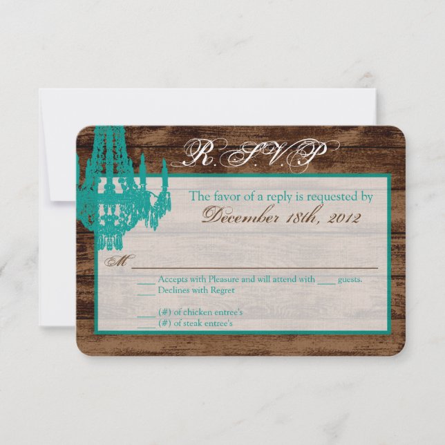 3x5 R.S.V.P. Reply Card Western Rustic Chandelier (Front)