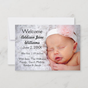 3x5 Simple Chic Newborn Announcement