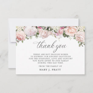 3x5 Sympathy Pink Rose Thank You Photo Card