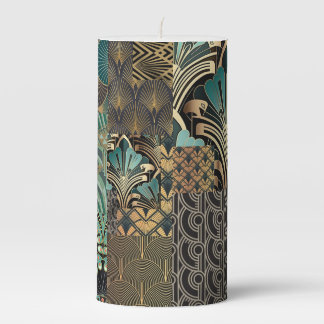 3x6 inch pillar candle with art deco design