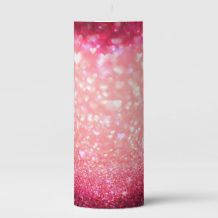 3x8 Pillar Candle - Hearts Sparkle Glitter
