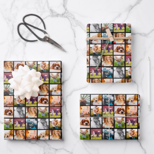 3x Sheets 10 Photo Template Black Wrapping Paper