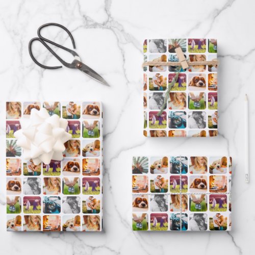 3x Sheets 10 Photo Template Rounded Wrapping Paper