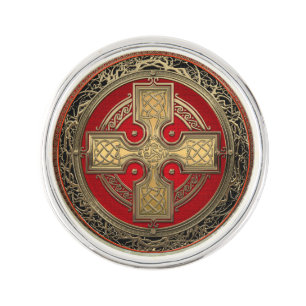 [400] Ancient Celtic Sacred Gold Knot Cross Lapel Pin