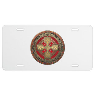 [400] Ancient Celtic Sacred Gold Knot Cross License Plate