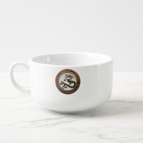 400 Black and Gold Sacred Eastern Dragon Soup Mug