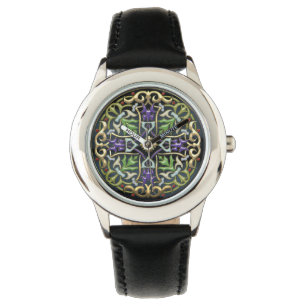 [400] Celtic Cross [Gold with Black Enamel] Watch