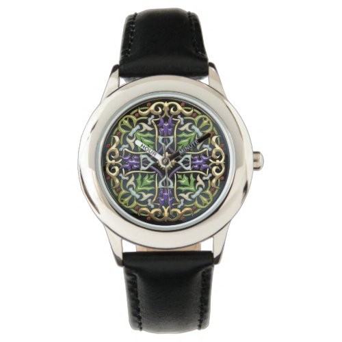 400 Celtic Cross Gold with Black Enamel Watch