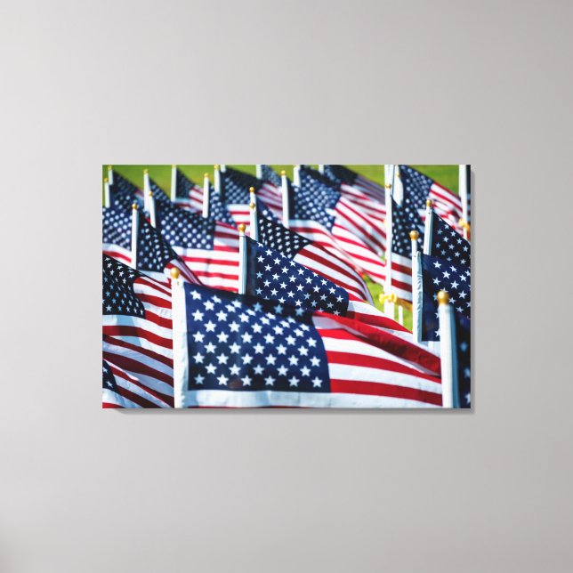 400 flags waving proudly in a field canvas print (Front)