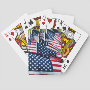 400 flags waving proudly in a field poker cards