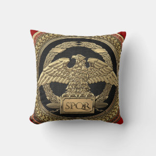 [400] Gold Roman Imperial Eagle on Gold Medallion Throw Pillow